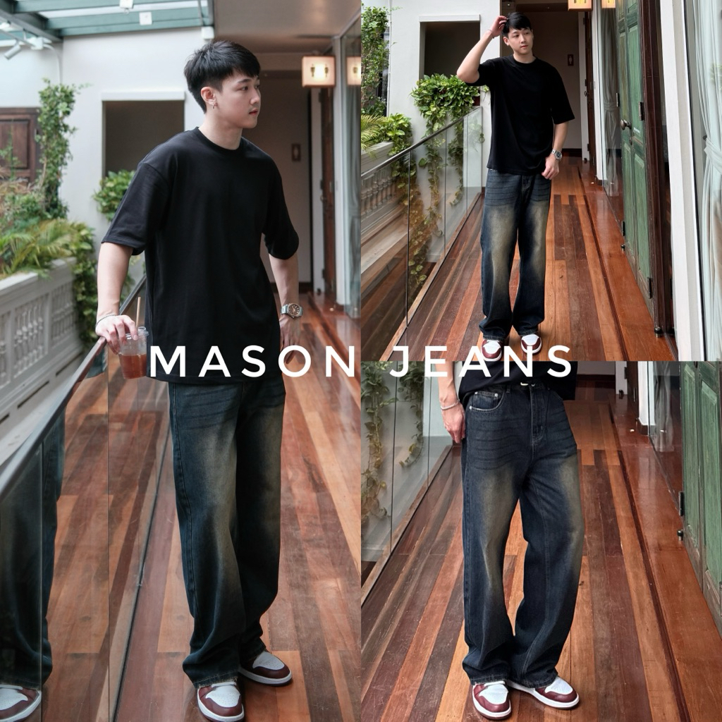028 Mason jeans (790.-) “สินค้าพร้อมส่ง“ กางเกงยีนส์ผู้ชายทรงขากระบอกกลาง สีเข้มสวย ใส่สบาย