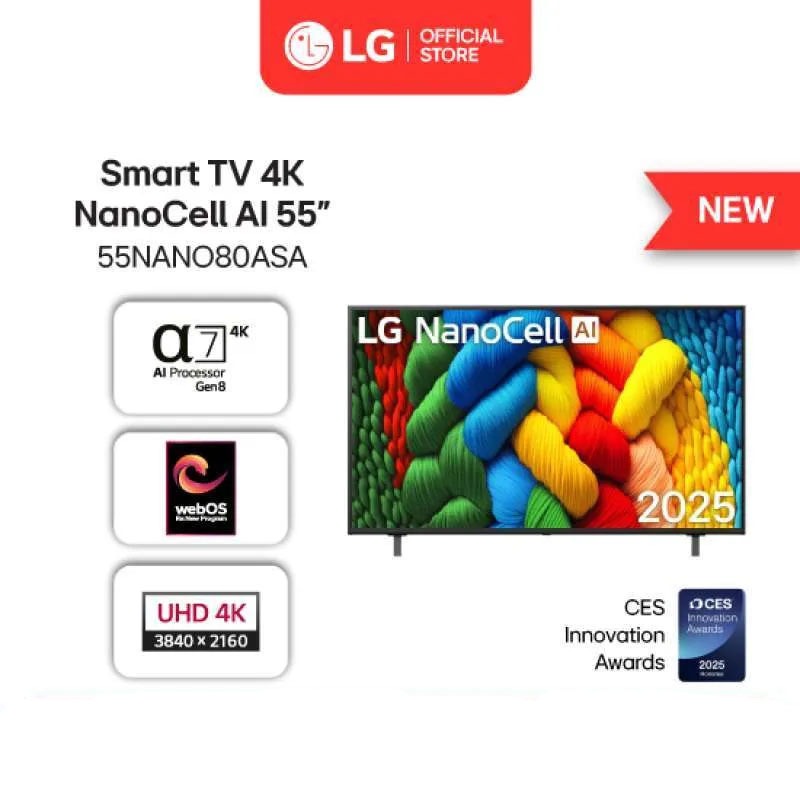 LG ทีวี NanoCell UHD LED (55", 4K, Smart) รุ่น 55NANO80ASA
