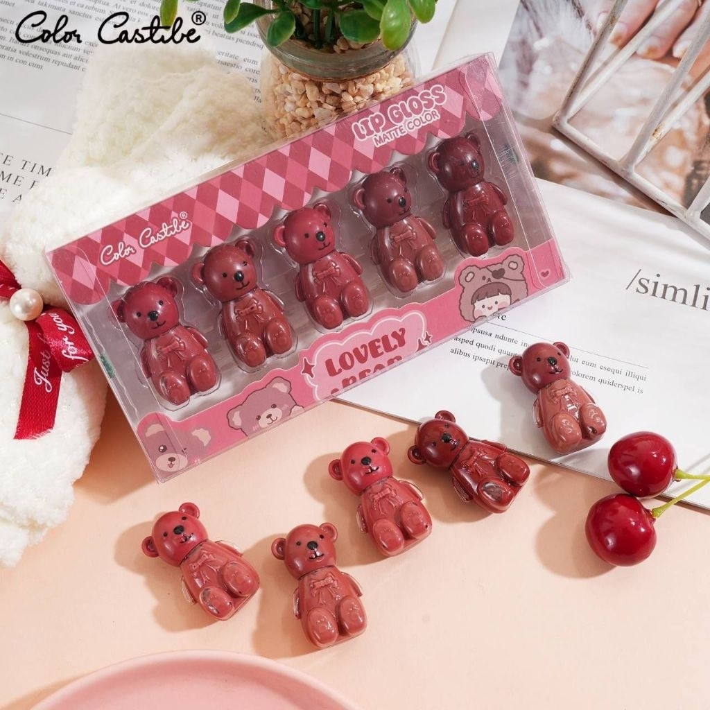 เซตลิปน้องหมี 5แท่ง5โทนสี สีสวยติดทน(สี)