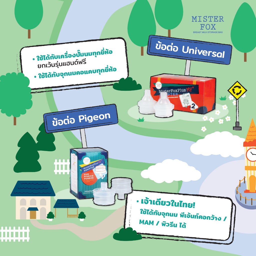 Mister Fox ถุงเก็บน้ำนมแม่/ถุงนมผง รุ่นพลัส 5oz + Adapter ข้อต่อ 2 อัน ต่อได้ทั้งคอแคบและคอกว้าง - รูปที่ 2