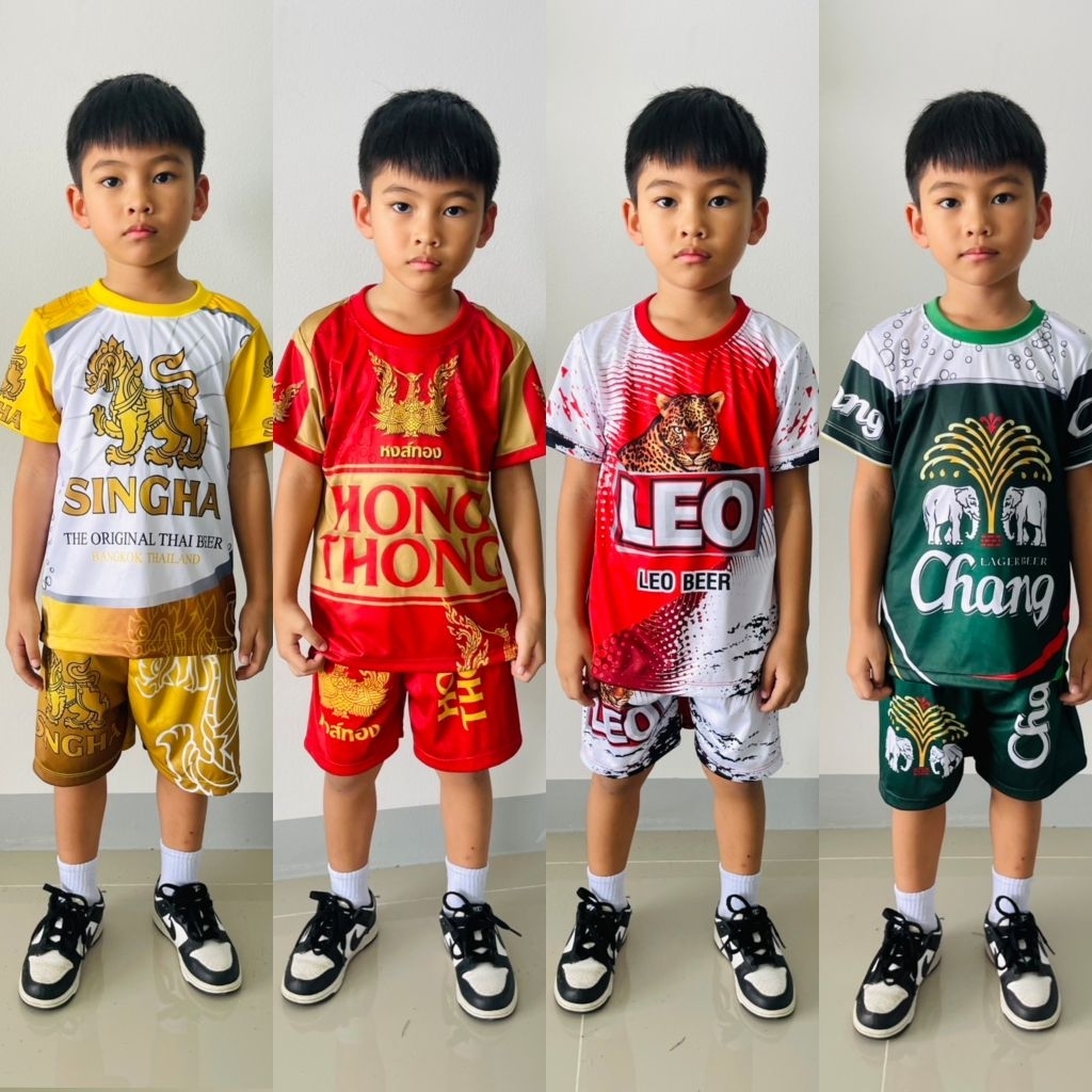 ชุดเด็กวินเทจ เสื้อแขนสั้น กางเกงขาสั้น ผ้าไมโครเนื้อเรียบ พิมพ์ลายทั้งชุด