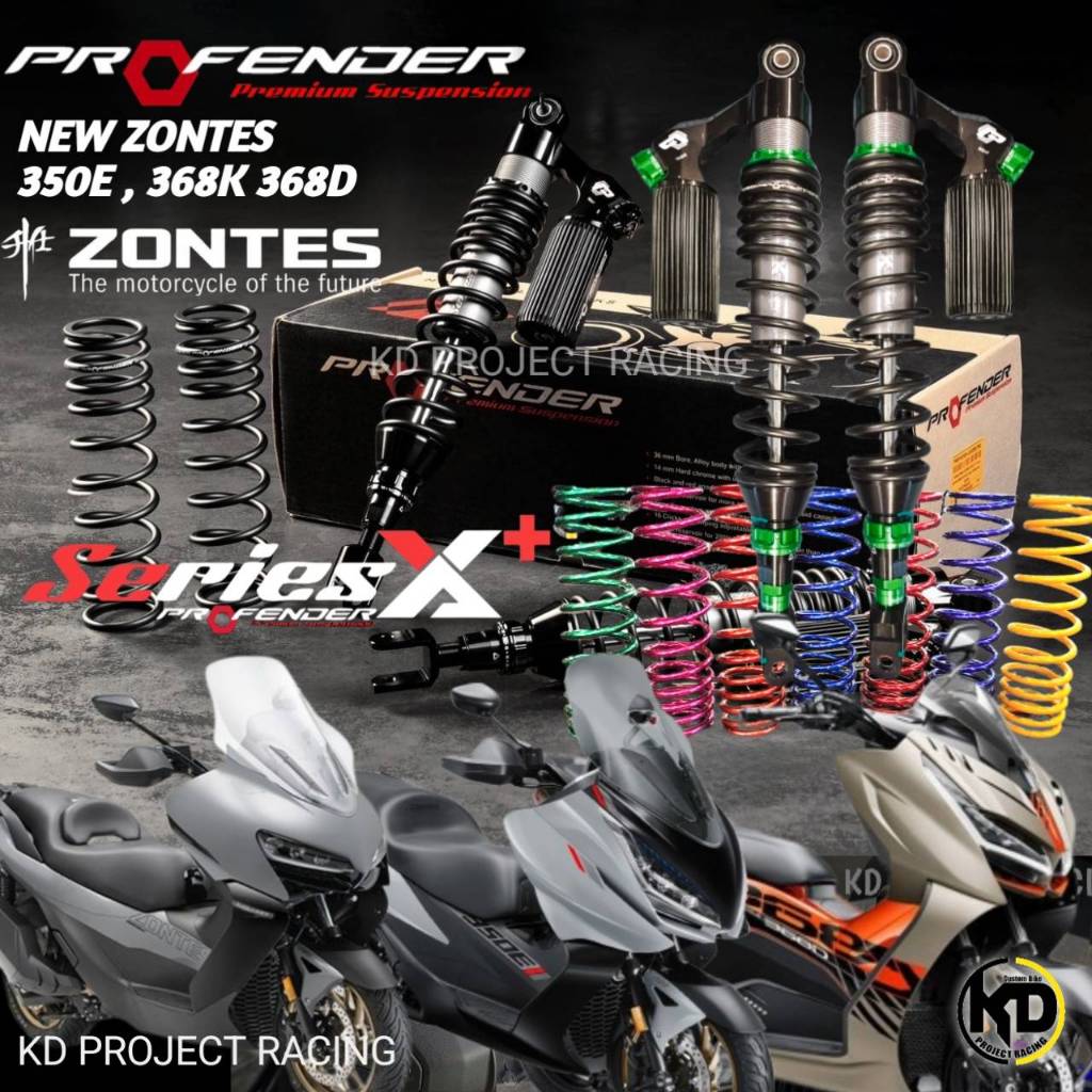 โช๊คหลัง Profender Xseries Plus+ ตรงรุ่น ZONTES 350E ,368K , 368D (365.5mm)