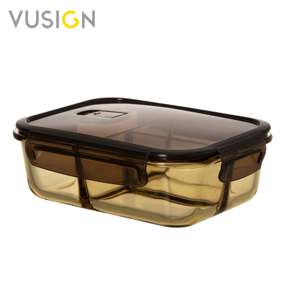 Vusign กล่องอาหารกลางวัน 3 ช่อง กล่องข้าวเข้าไมโครเวฟได้ กล่องข้าว เข้าไมโครเวฟได้ ฝาล็อคปิดแน่น Lun