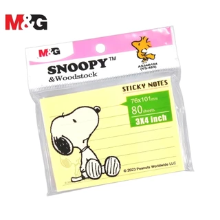 M&G กระดาษโน๊ตมีกาวในตัว "Snoopy & Woodstock" ขนาด 3"×3" และ 3"×4" มีเส้นบรรทัด มี 4 สี สีละ 20 แผ่น (ราคาต่อ 1 แพ็ค)