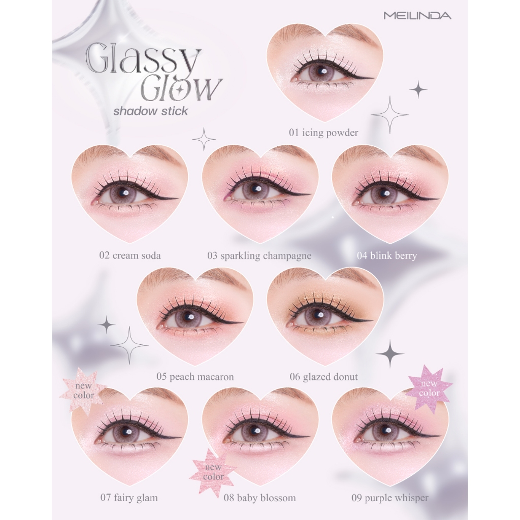 ถูก/แท้/มีไลฟ์ (มีสีใหม่) อายแชโดว์ MEILINDA Glassy Glow&Mellow Matte Shadow Stick อายแชโดว์แท่ง กลิตเตอร์ แมท ตาวิ้ง รูปที่ 4
