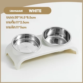 FOR_PET ชามแมว ชามอาหารแมวสแตนเลส จานข้าวแมว มุมเอียงทอง 15 ° ถอดออกได้ ไม่ทำร้ายคอ