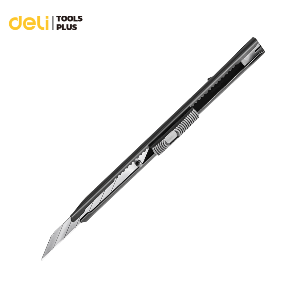 deli คัตเตอร์ คัตเตอร์เหล็ก 9mm ที่ตัดกระดาษ ใบมีดSK5 ขอบมีด 30 60 องศา พกพาสะดวก อุปกรณ์สำนักงาน Cutter