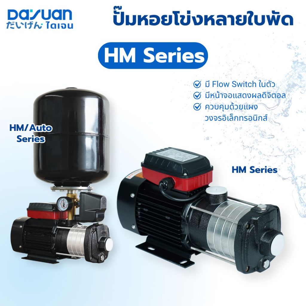 DAYUAN ปั๊มหลายใบพัดรุ่น HM ปั๊มน้ำส่งสูงส่งไกล หลายใบพัด ปั๊มอัตโนมัติหลายใบพัด ปั๊มหอยโข่งหลายใบพัด