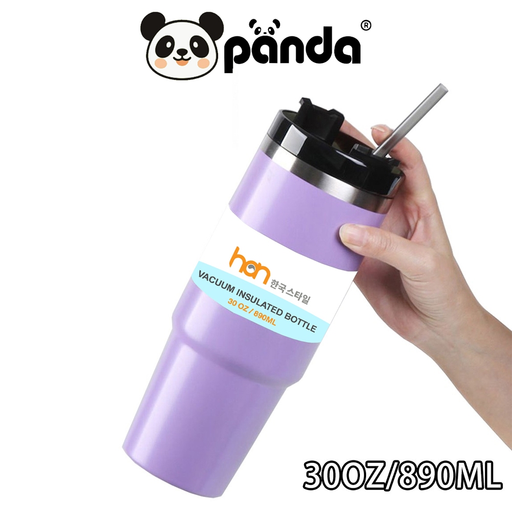 PANDA  แก้วแพนด้า แก้วเก็บความเย็น 30OZ สแตนเลสแท้ 304 มีหลอด ฝาแบบหมุนเก็บอุณหภูมิร้อน-เย็น 2 รุ่น พร้อมส่งจากไทย