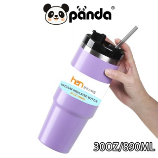 PANDA  แก้วแพนด้า แก้วเก็บความเย็น 30OZ สแตนเลสแท้ 304 มีหลอ…