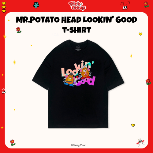 PickMeUp เสื้อยืดพิมพ์ลาย MR.POTATO HEAD LOOKIN' GOOD สีดำ ลิขสิทธิ์ Disney Pixar
