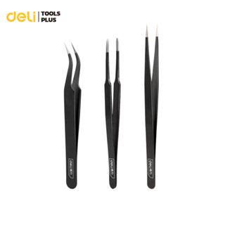 Deli ปากคีบ ปลายโค้ง ปลายตรง ปลายทู่ 3ชิ้น สแตนเลส แหนบปากคี…