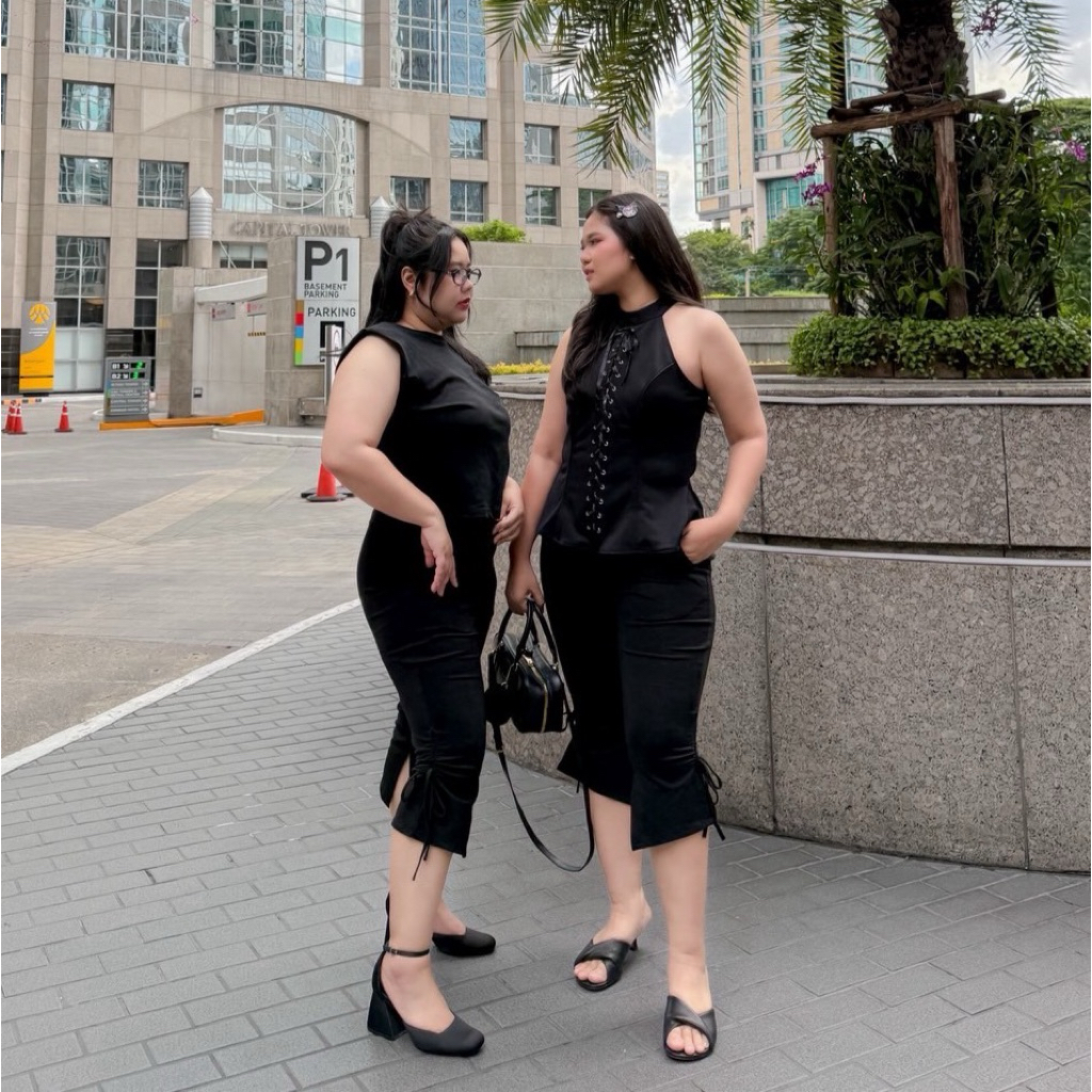 Lady M | Tie Hem Cropped pants plussize กางเกงขา 7 ส่วนสีดำ สาวอวบ พลัสไซส์ถูกใจแน่นอนค่ะ ดีไซน์เท่ดุดัน ใส่ทำงาน เที่ยว - รูปที่ 4