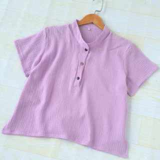 เสื้อสาลู 2ชั้น รุ่นคอจีน กระดุมไม้ ผ้าสาลู นุ่ม เบา ใส่สบาย