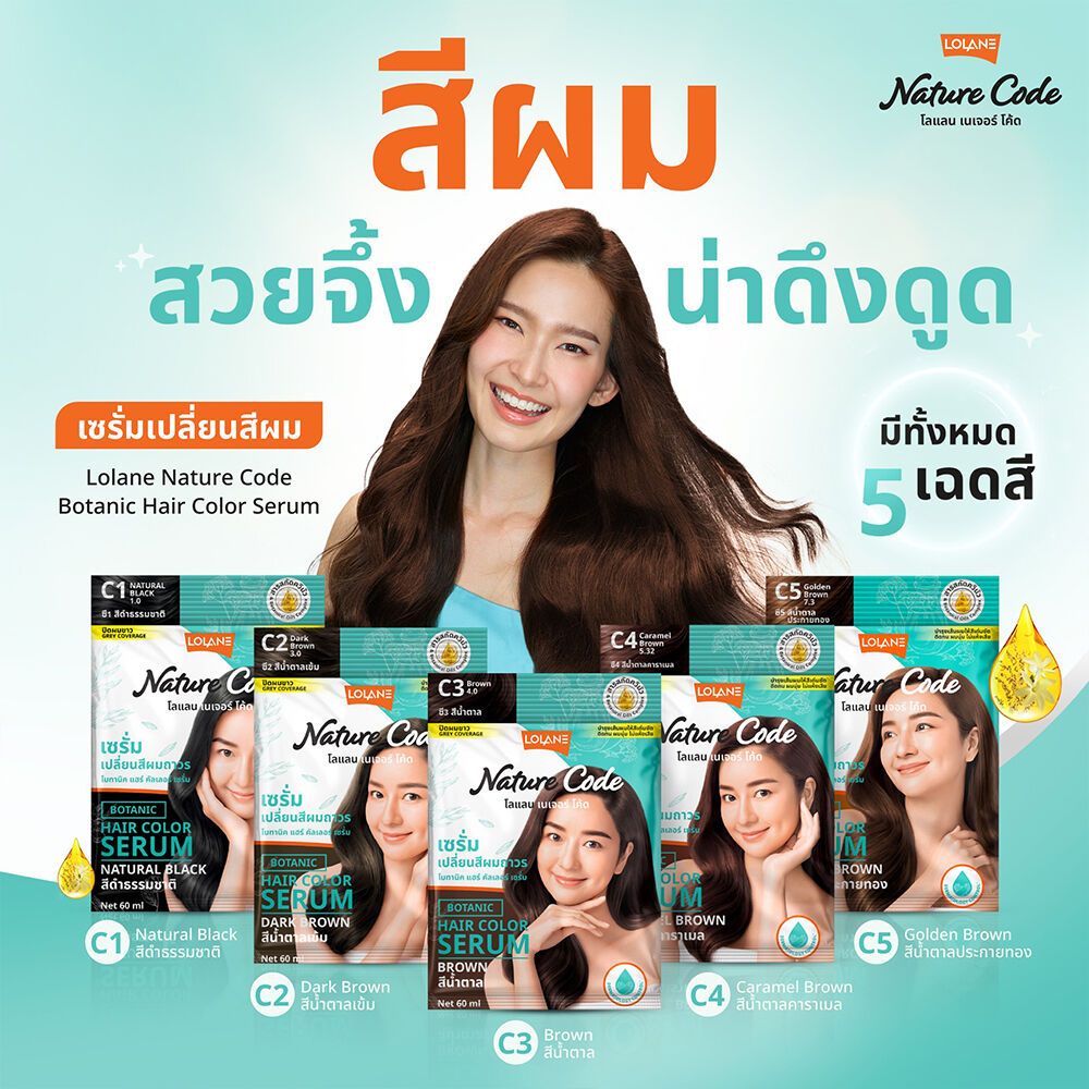 (ซอง) Lolane Nature Code Botanic Hair Color Serum 60ml โลแลน เนเจอร์โค้ด โบทานิค แฮร์ คัลเลอร์ - รูปที่ 2