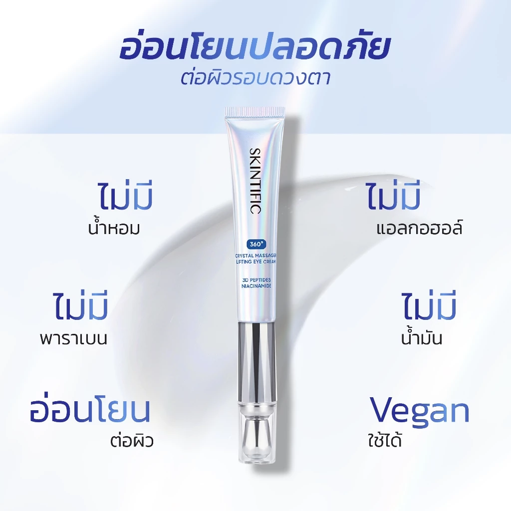 SKINTIFIC 360 อายครีมพร้อมเครื่องนวดคริสตัล ครีมยกกระชับรอบดวงตา Lifting Eye Cream บำรุงผิวใต้ตา อายครีม