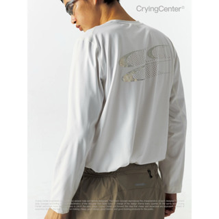 CryingCenter เสื้อยืดคอกลมแขนยาวสำหรับออกกำลังกาย Quick-Dryi…