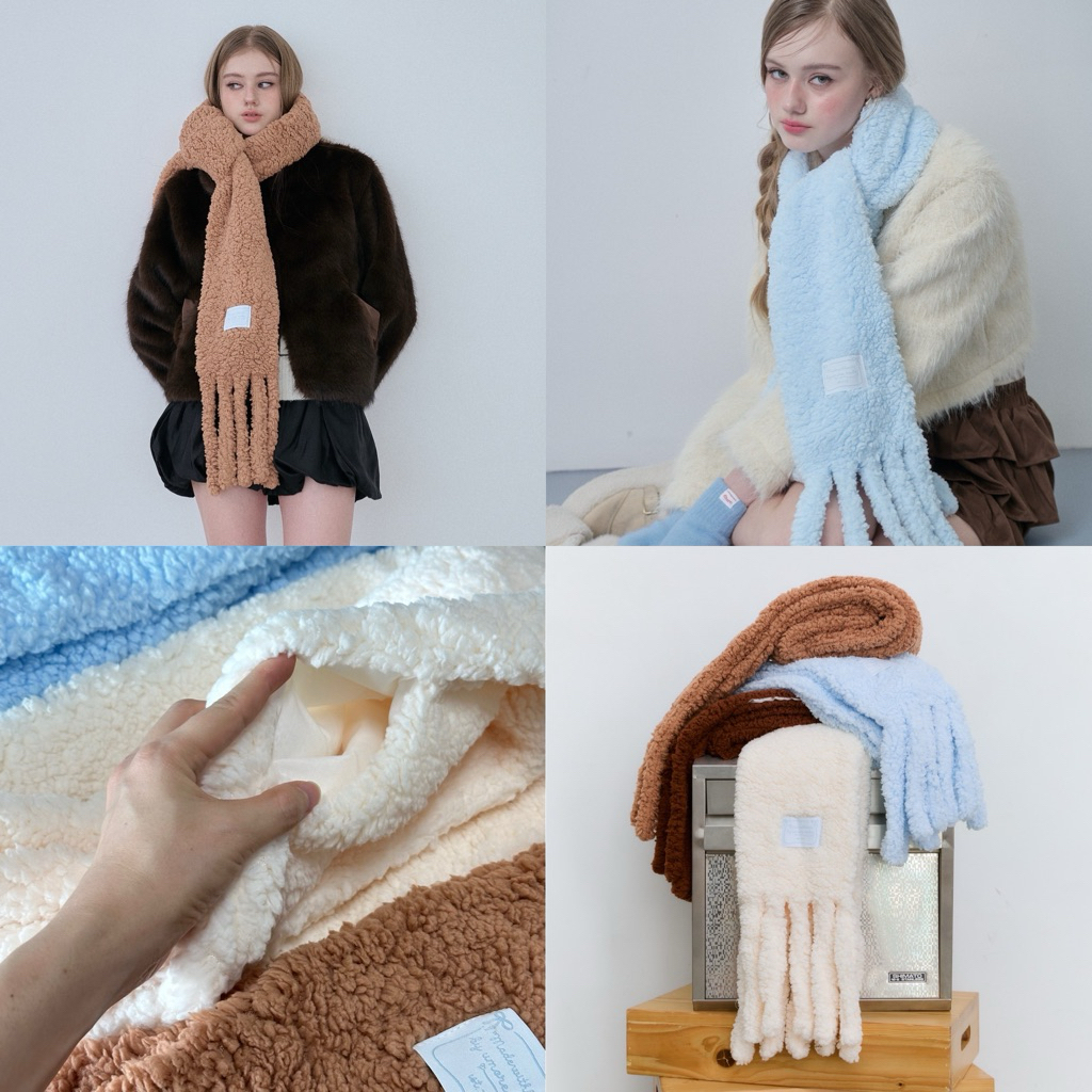 [umore.made] 🧣 Souffle soft fleece scarf ผ้าพันคอขนฟลีซ ผ้าพันคอนุ่มฟู ผ้าพันคอแฟชั่น กันหนาว Unisex
