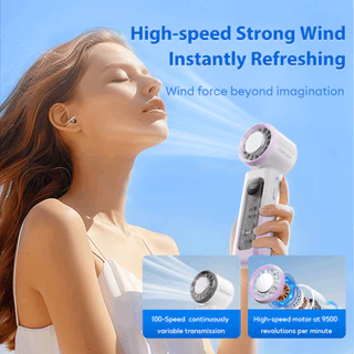 JAMAY พัดลมพกพา Portable Fan พัดลมประคบเย็น มีหน้าจอ ปรับได้ 100 ระดับ ลมแรง เสียงเงียบ พร้อมเคสกันกระแทก F27