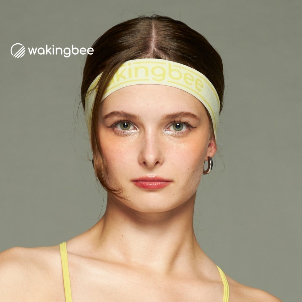 Wakingbee by Mark Kim WB Headband (Crema) ผ้าคาดผม ออกกำลังกาย ยืดหยุ่นดี มีซิลิโคนกันหลุด สีสวย ทอลายโลโก้แบรนด์