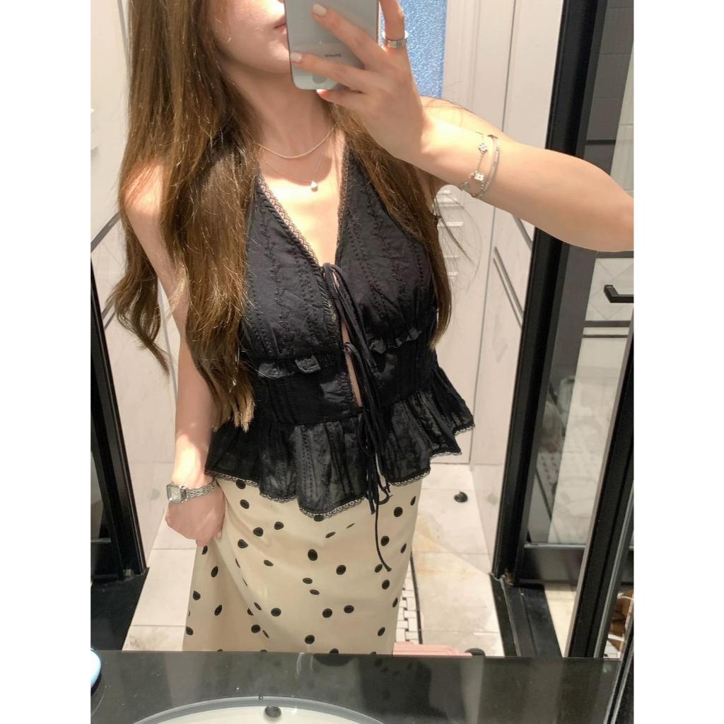 เสื้อกล้ามดีเทลผูกโบว์หน้าสามชั้น แต่งขอบลูกไม้ผ้าไม่บางมีซับให้ใส่แล้วจึ้งแน่นอนค่าา - รูปที่ 4