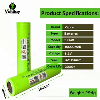 แบตเตอรี่ 32140 LifePO4 32140FS 3.2V 15Ah จ่ายกระแสสูง 5C ของใหม่แท้ 100% ความจุเต็ม