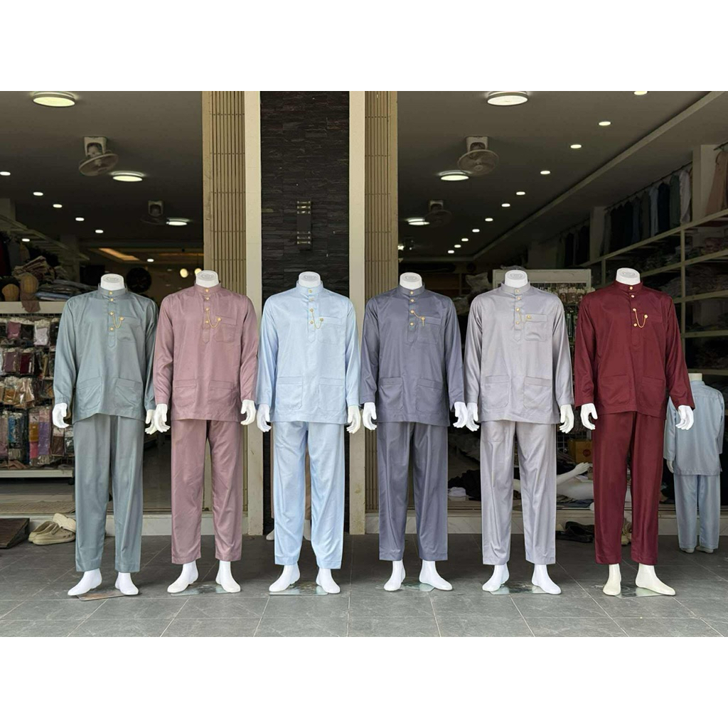 ชุดมาลายูเสื้อพร้อมกางเกง กระดุมแบบใหม่