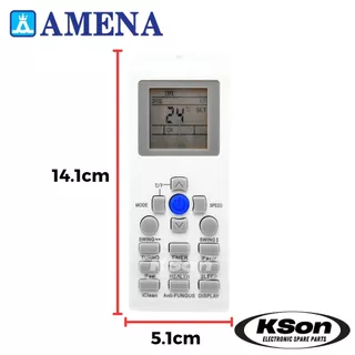 รีโมทแอร์ อามีน่า อะไหล่แอร์ Amena Air Conditioner Remote Control รุ่น YAR-P/001E YAR-P/002E