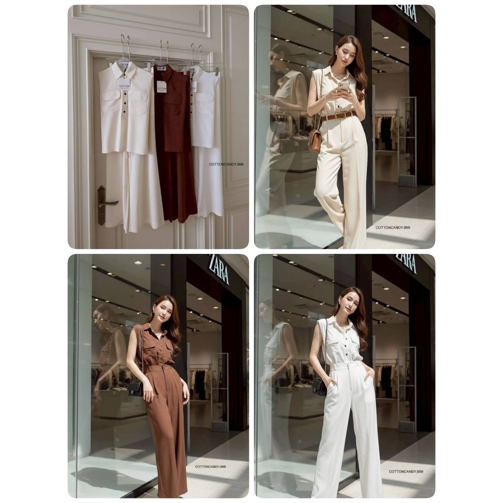 #Cotton Candy🍭*** ชุดเซตขายาวผ้าลินินญี่ปุ่น New Cindy vintage set