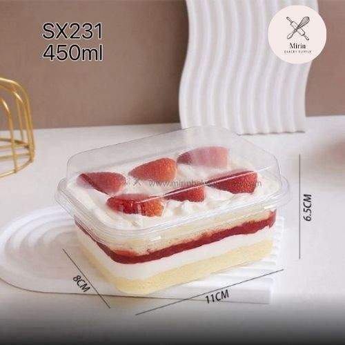 กล่อง PET สี่เหลี่ยม+ฝาใสฝาสูง 450ml SX231/50ใบ