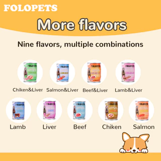 FOLOPETS 430g ความจุสูง อาหารสุนัขแบบกระป๋อง อาหารเปียกสุนัข ออแกไนเซอร์ธรรมชาติ 100% เพิ่มความอยากอาหาร