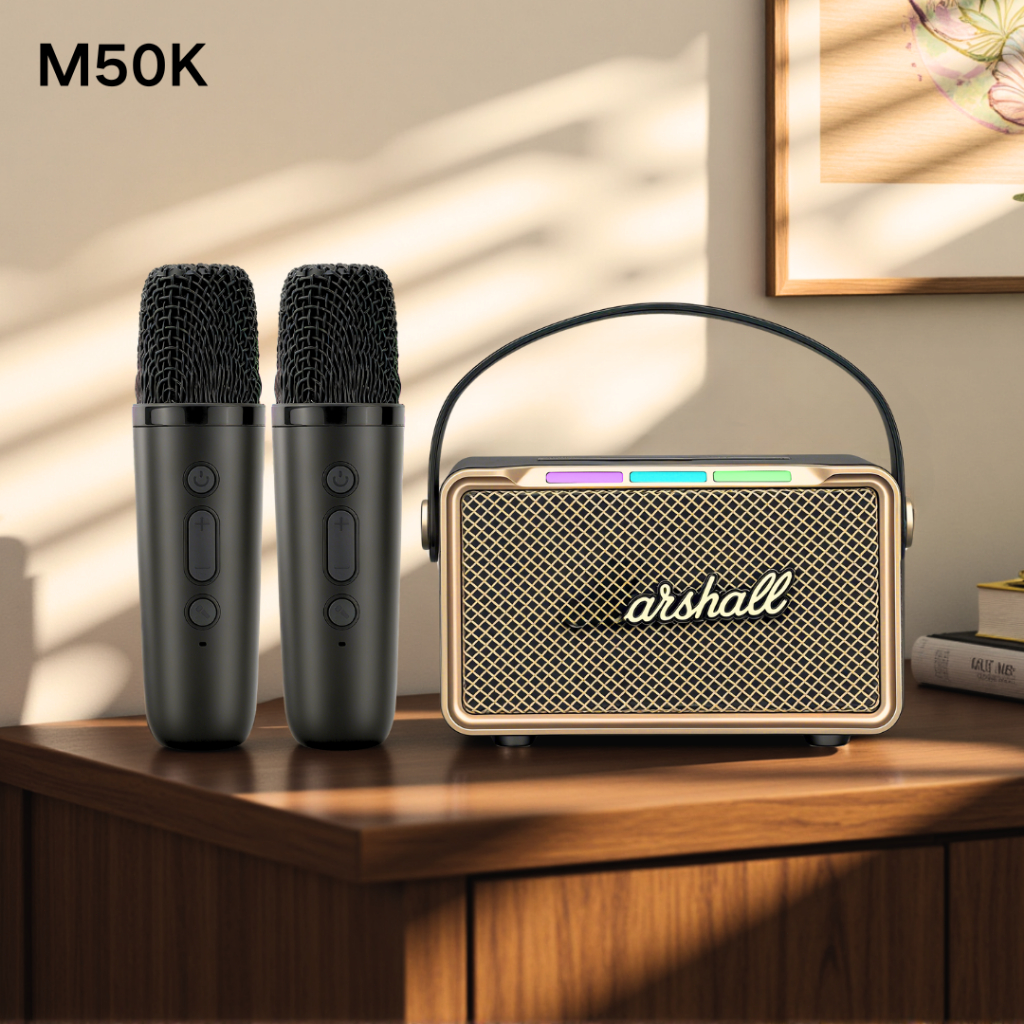 (รุ่นใหม่ขายดี) M50K แบรนด์ดัง ลำโพงบลูทูธพกพา ไฟ LED สุดเท่ เบสหนัก กำลังขับแรง ท่องเที่ยวกลางแจ้ง