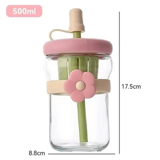 แก้วน้ำ สไตล์มินิมอลน่ารักๆ ขนาด 500ml ถ้วยฟางแบบหนา แบบเรียบง่าย พกพาสะดวก พร้อมส่ง(0007)