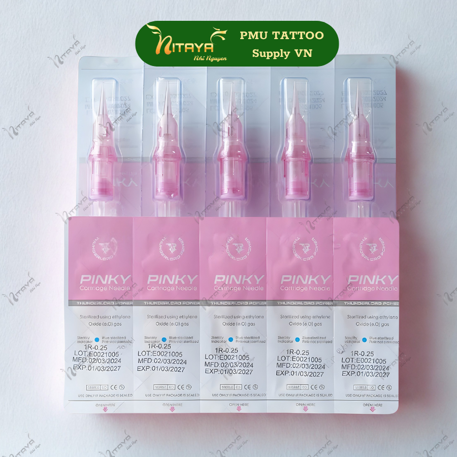 Pinky Pro Biomaster & Thunder Pinky – 20pcs – เข็มคาร์ทริดจ์ PMU/Tattoo – ติดสีสม่ำเสมอ ลดแรงสั่น
