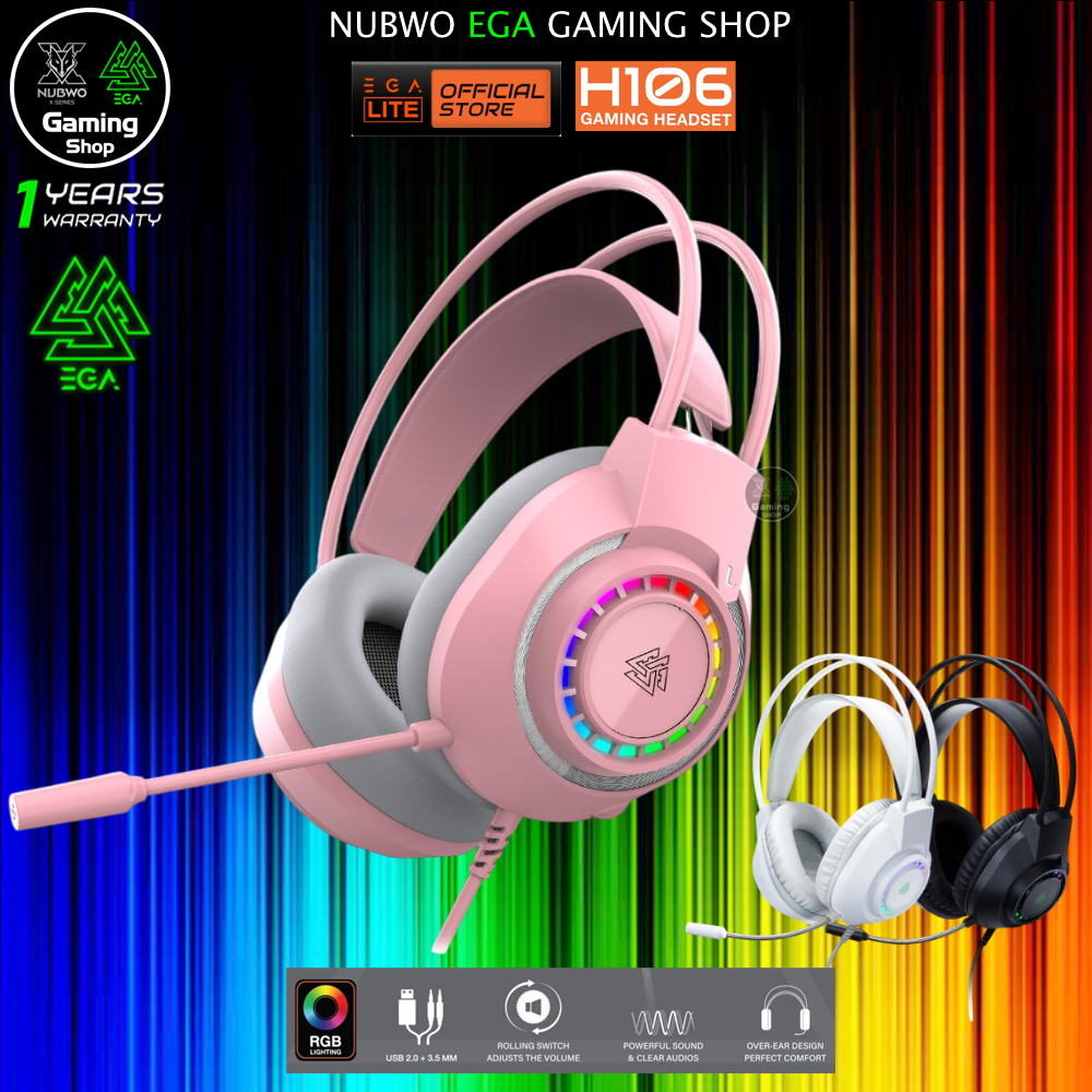 🎮 GAMING NUBWO EGA LITE H106 HEADPHONE หูฟังเกมมิ่ง Gaming Headset LED Lighting มีไฟสายงาม