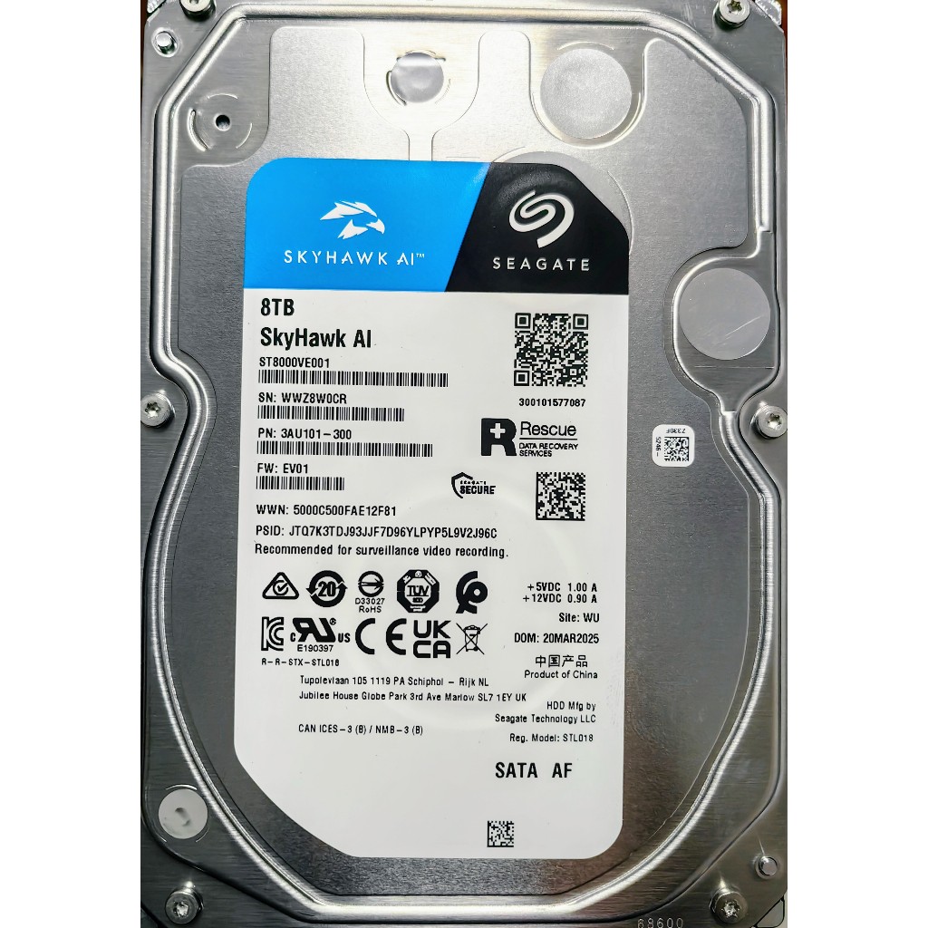 8TB seagate skyhawk CCTV PC ยังไม่ได้ใช้งาน แค่แกะเช็ค ประกันถึง JUNE 2030