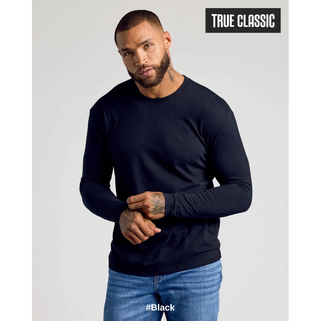 True Classic Long Sleeve Crew Neck #Black เสื้อยืดแขนยาวคอกลม แบรนด์แท้ %จากอเมเริกา สีดำ