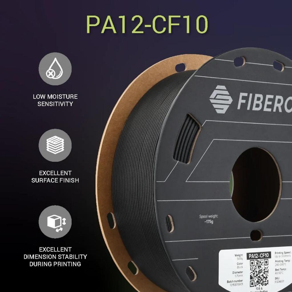 Fiberon PA12-CF10 (ชื่อเดิม PolyMide PA12-CF) Polymaker ผสม Carbon Fiber 3D Filament 500g 1.75mm