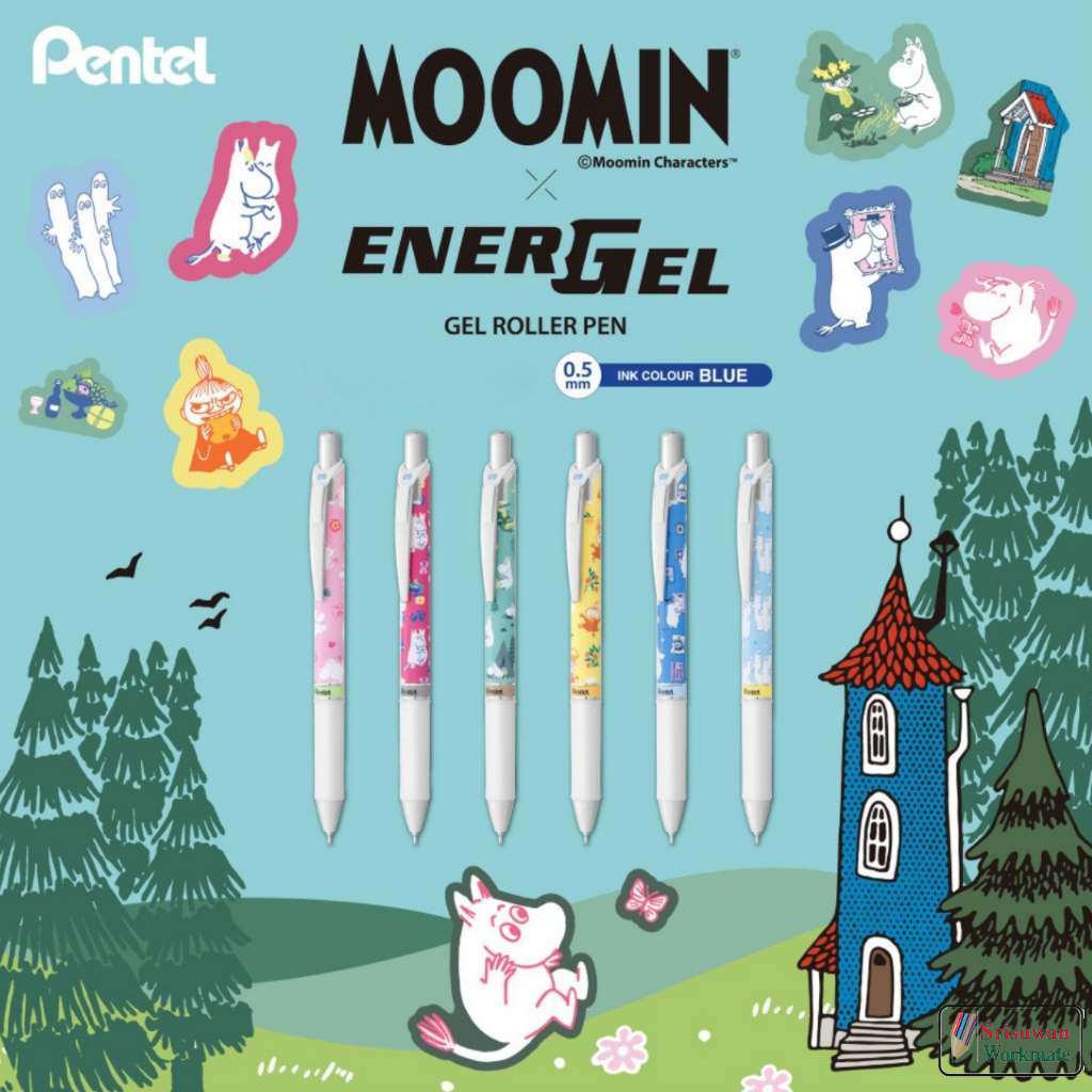 Pentel Energel MOOMIN ปากกาเจล 0.5 มม. จำนวน 1 ด้าม Made in Japan หมึกน้ำเงิน ปากกา เพนเทล