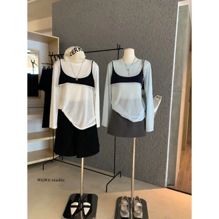 (พร้อมส่ง) เสื้อแขนยาวผ้าบางแต่งบรารุ่น 7373 TAG WG.WE 🇰🇷