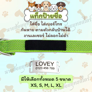 ปลอกคอสุนัข แบบแกะสลักชื่อ ด้วยเลเซอร์ พร้อมสายรัดไนลอนนุ่ม หลากสี พร้อมหัวเข็มขัดสีสะท้อนแสง