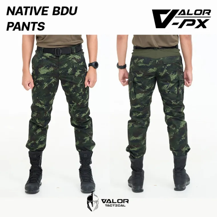 VALOR PX - NATIVE BDU Pants กางเกงฝึกพราง ทหารบก กางเกงทหาร ยุทธวิธี ผ้า Ripstop ชุดฝึกพราง RTA (เฉพาะกางเกงเท่านั้น)