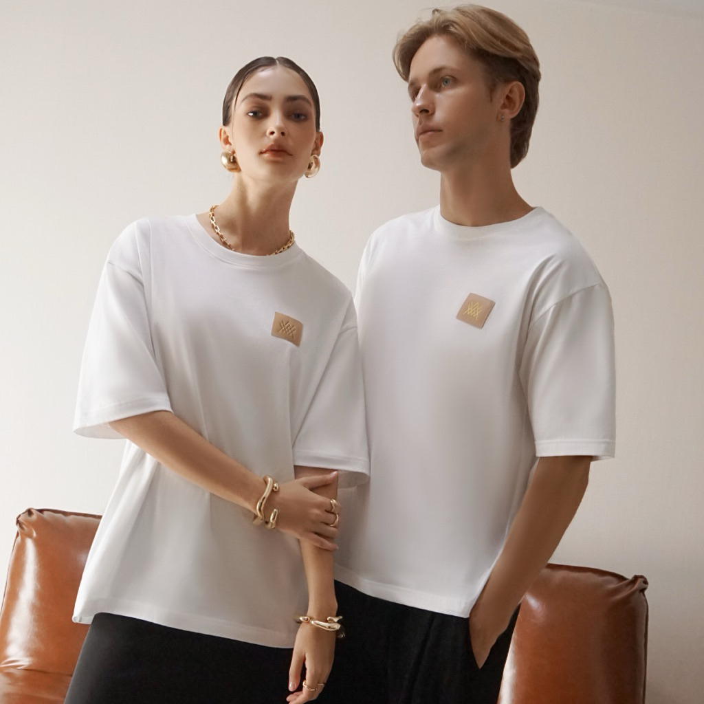 WACAY - Logo Leather Tee  เสื้อยืด ลายป้าย หนังแบรนด์