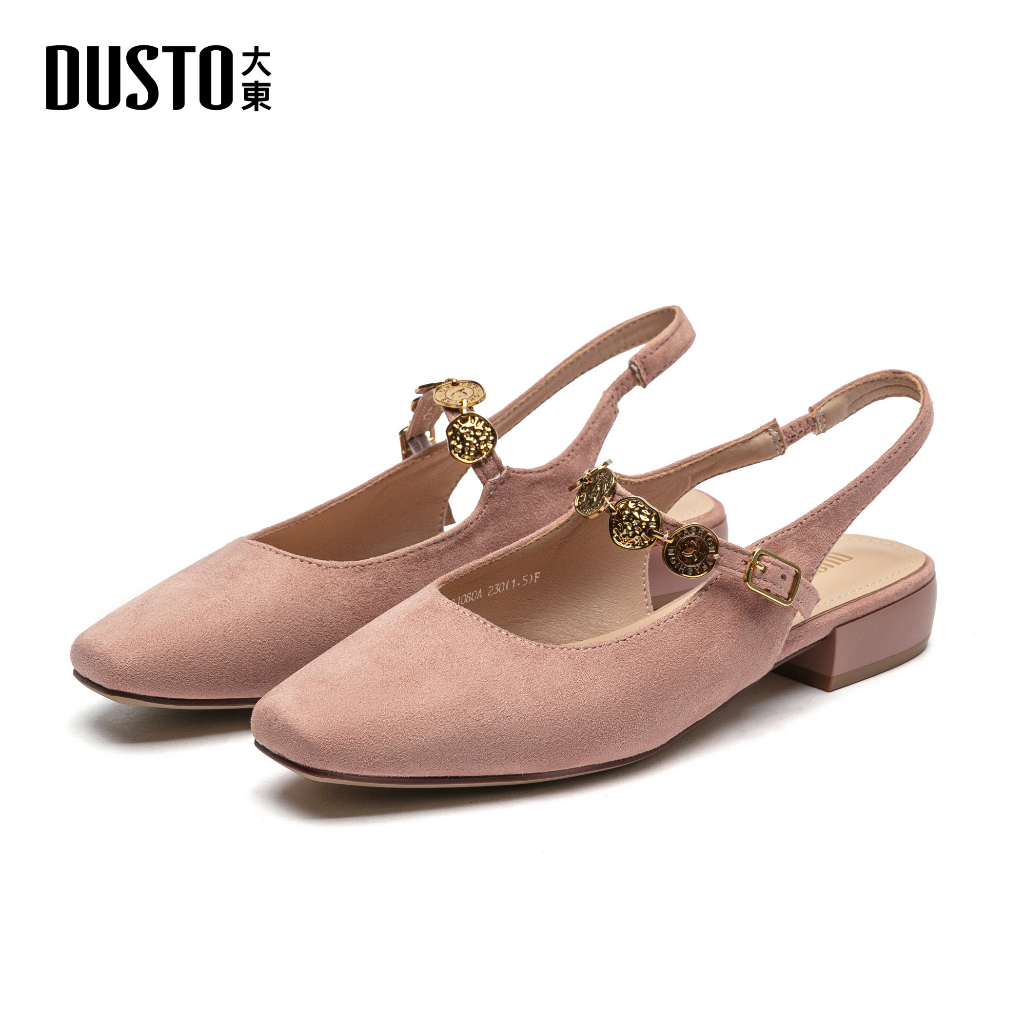 DUSTO รองเท้าแตะหัวแหลมแฟชั่นส้นเตี้ย ดีไซน์หวานและหรูหรา เหมาะสำหรับใส่ไปทำงาน สวมใส่สบาย