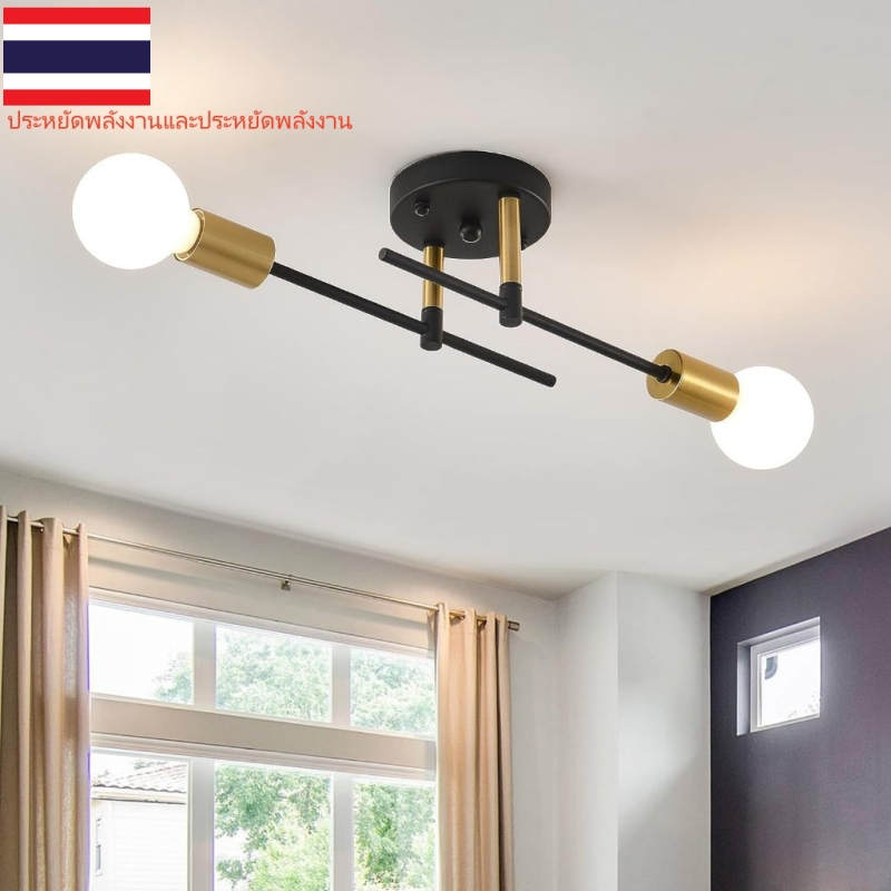 E27  2 หัว  โคมไฟเพดานโลหะ  โคมไฟเพดานมินิมอล ไฟติดห้องนอน ไฟติดห้อง(ไม่มีหลอดไฟ)