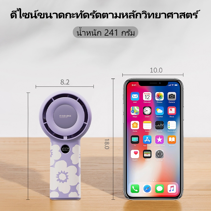 AISOLOVE F16 พัดลมพกพา พัดลม แบต 4000mAh ปรับความแรง 5 ระดับ พอร์ท Type C - รูปที่ 6