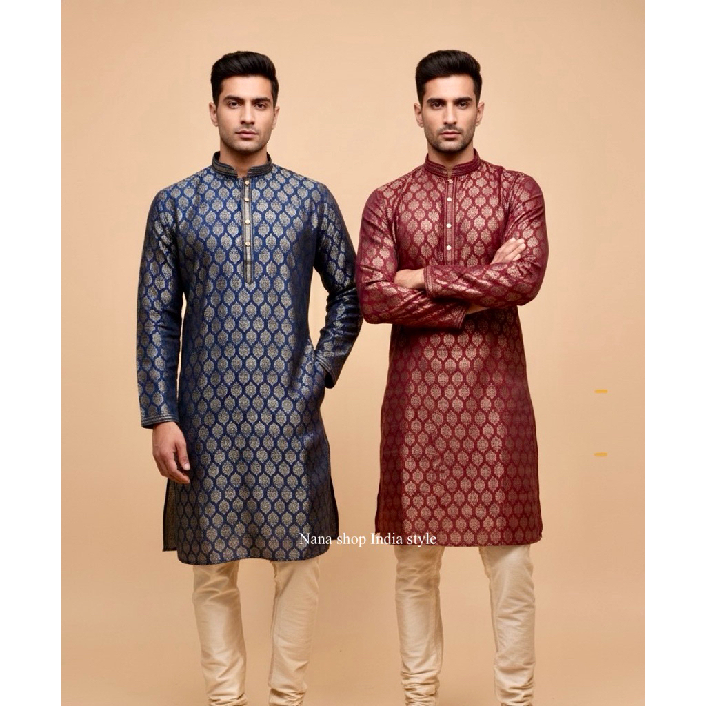 ✨ “Royal Brocade Kurta Set” ยกระดับสไตล์คุณให้โดดเด่น ด้วยชุดอินเดียสำหรับบุรุษสุดหรู! ✨พร้อมส่ง