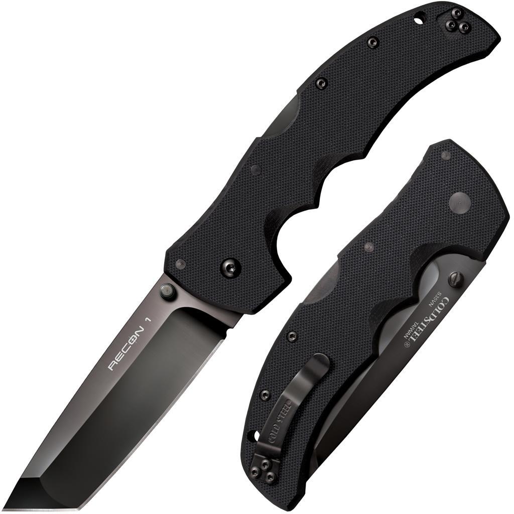 มีดพับ Cold Steel Recon 1 Tanto Folding Knife S35VN Black DLC Plain Blade, Black G10 Handles (27BT)