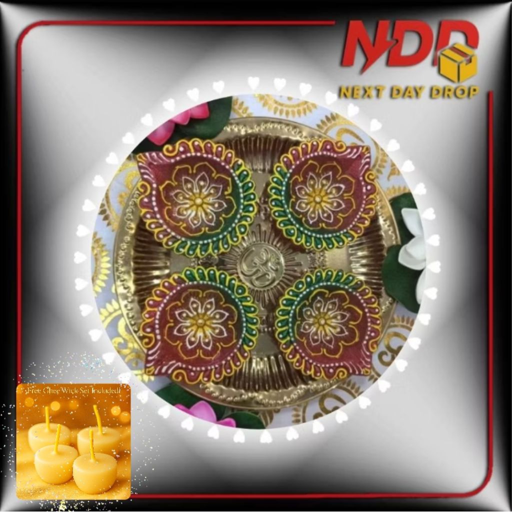 ตะเกียงดียาร์ ตะเกียงดินเผา Diya Lamp ( Diwali ) แถมไส้เทียน+เนยอินเดีย พร้อมจุดได้เลย!