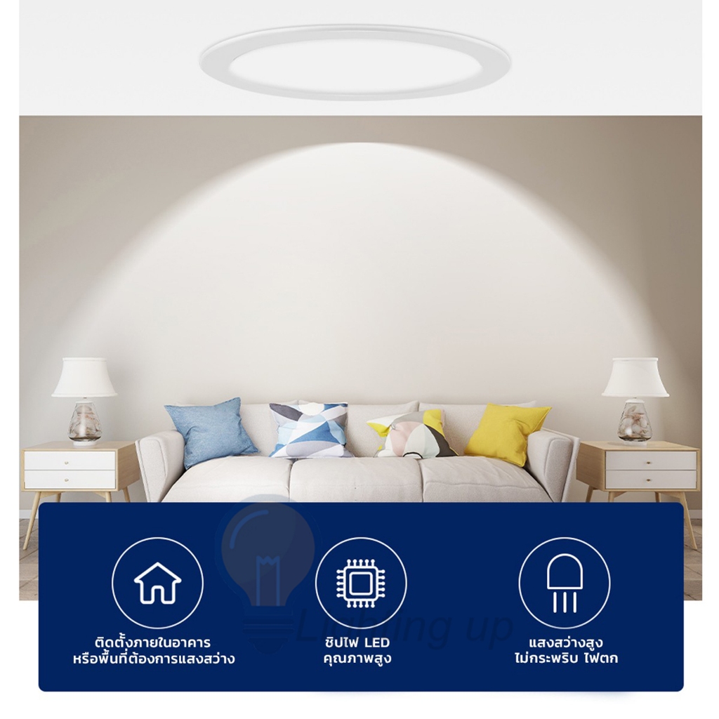 IWACHIโคมไฟดาวน์ไลท์ฝังฝ้า  3.5 นิ้ว 10W (แบบกลม) LED ฝังฝ้า ติดฝ้าเพดาน โคมฝังฝ้า แสงขาว/แสงวอร์มไวท์ - รูปที่ 2